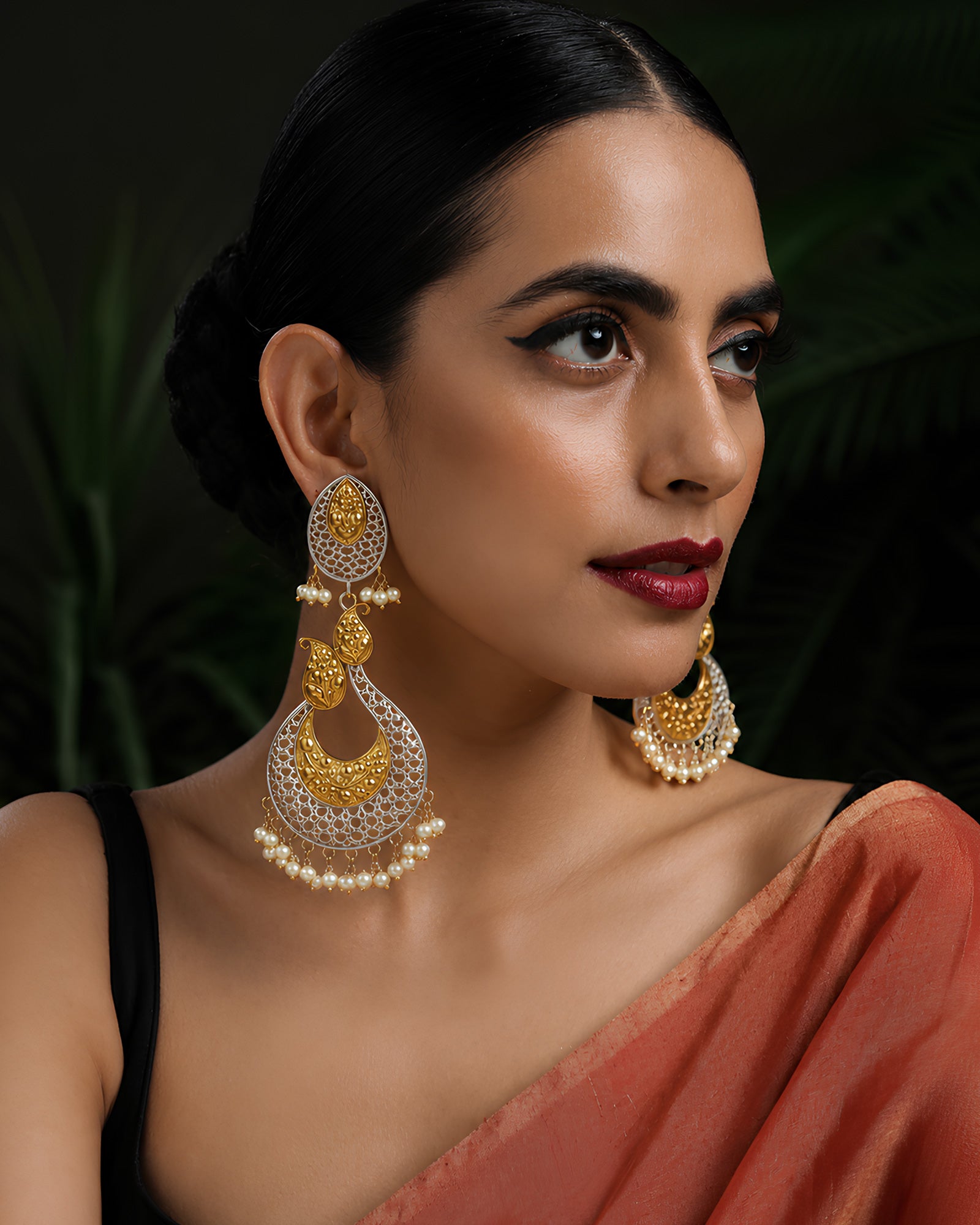 Filigree & Gold-Tone Paisley Drop Earrings