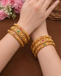 Filigree Enamel & Stone-Studded Bangle Set