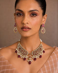 Filigree Ruby & Pearl Statement Necklace