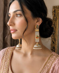 Floral Enamel Bar Jhumka Earrings