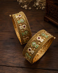 Floral Meenakari Hinged Kada Set