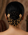 Floral Motif & Multi-Layered Chain Hair Bun Accessory