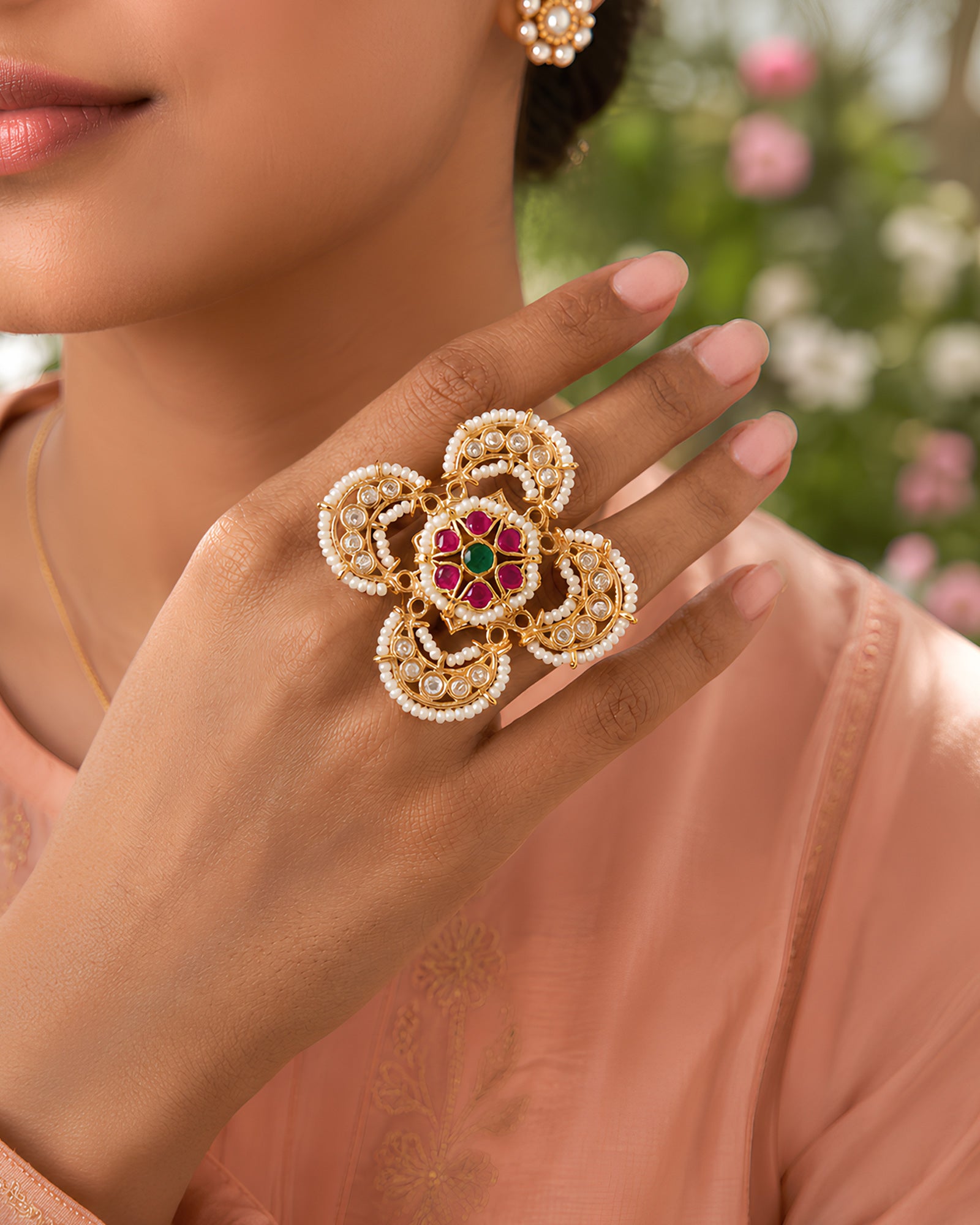 Floral Pearl Heritage Ring