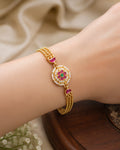 Floral Stone-Studded Multi-Chain Bracelet