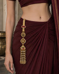 Gemstone Jhumka & Pearl Cascade Gold-Plated Judapin