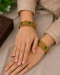 Geometric Enamel & Pearl Hinged Bangles