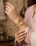 Geometric Gemstone & Charm Kada