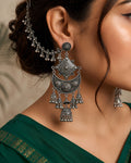Geometric Moon-Crescent Bahubali Jhumka Earrings