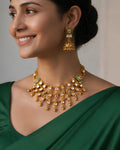 Geometric Polki & Enamel Jhumka Necklace Set
