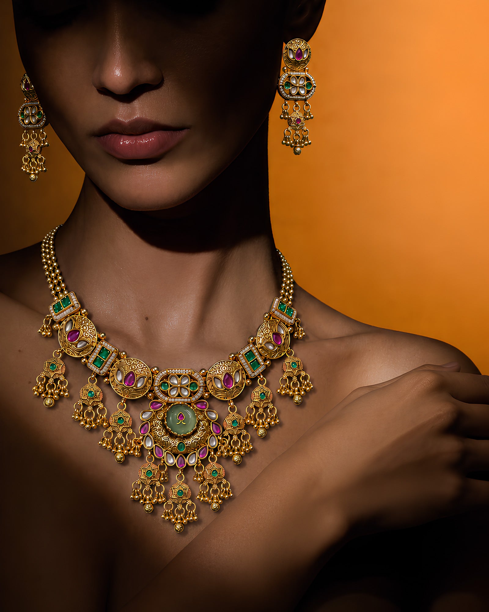 Gold Jharokha Heritage Necklace