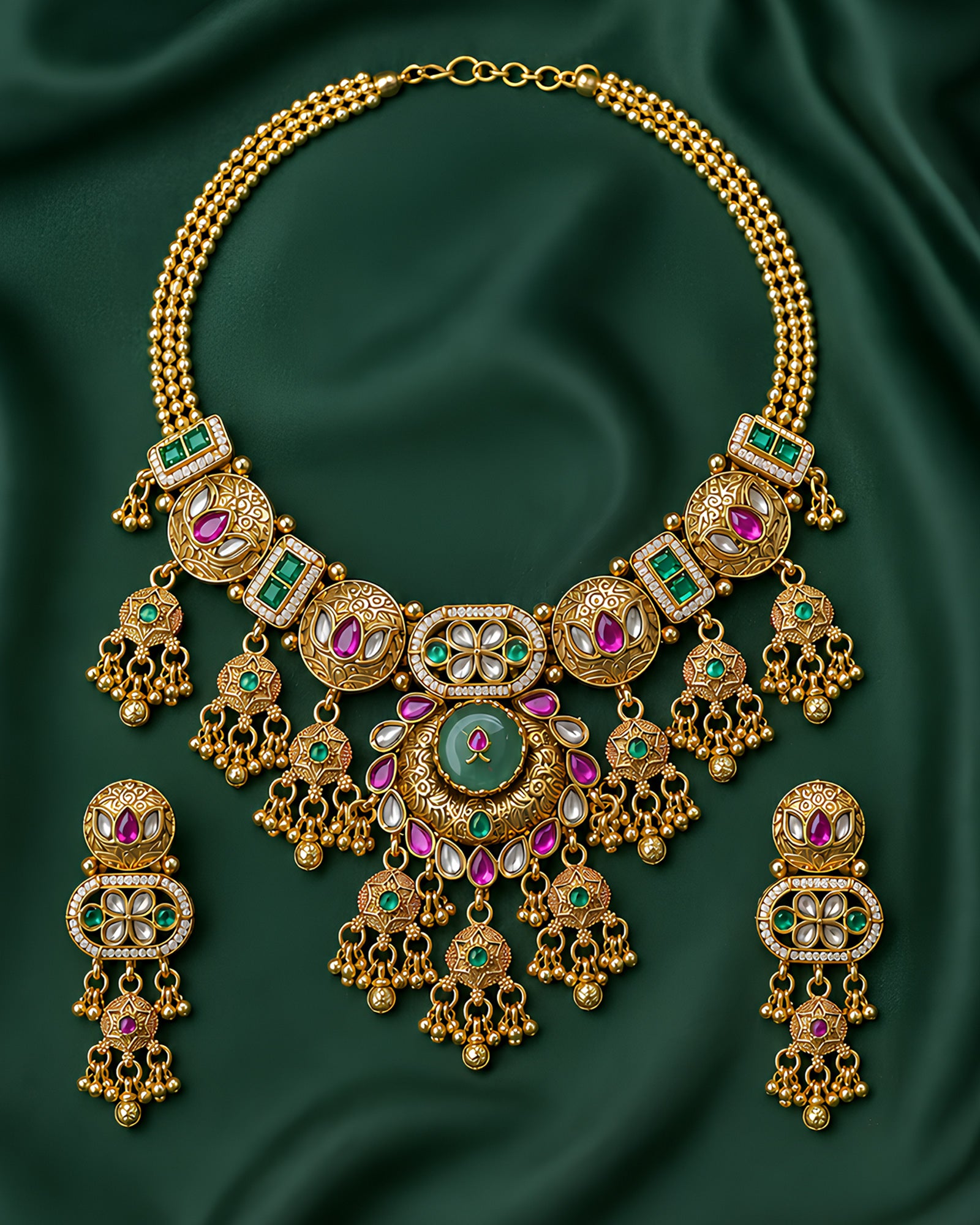 Gold Jharokha Heritage Necklace
