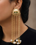 Gold-Tone Lotus Dangler with Pearl Tassels