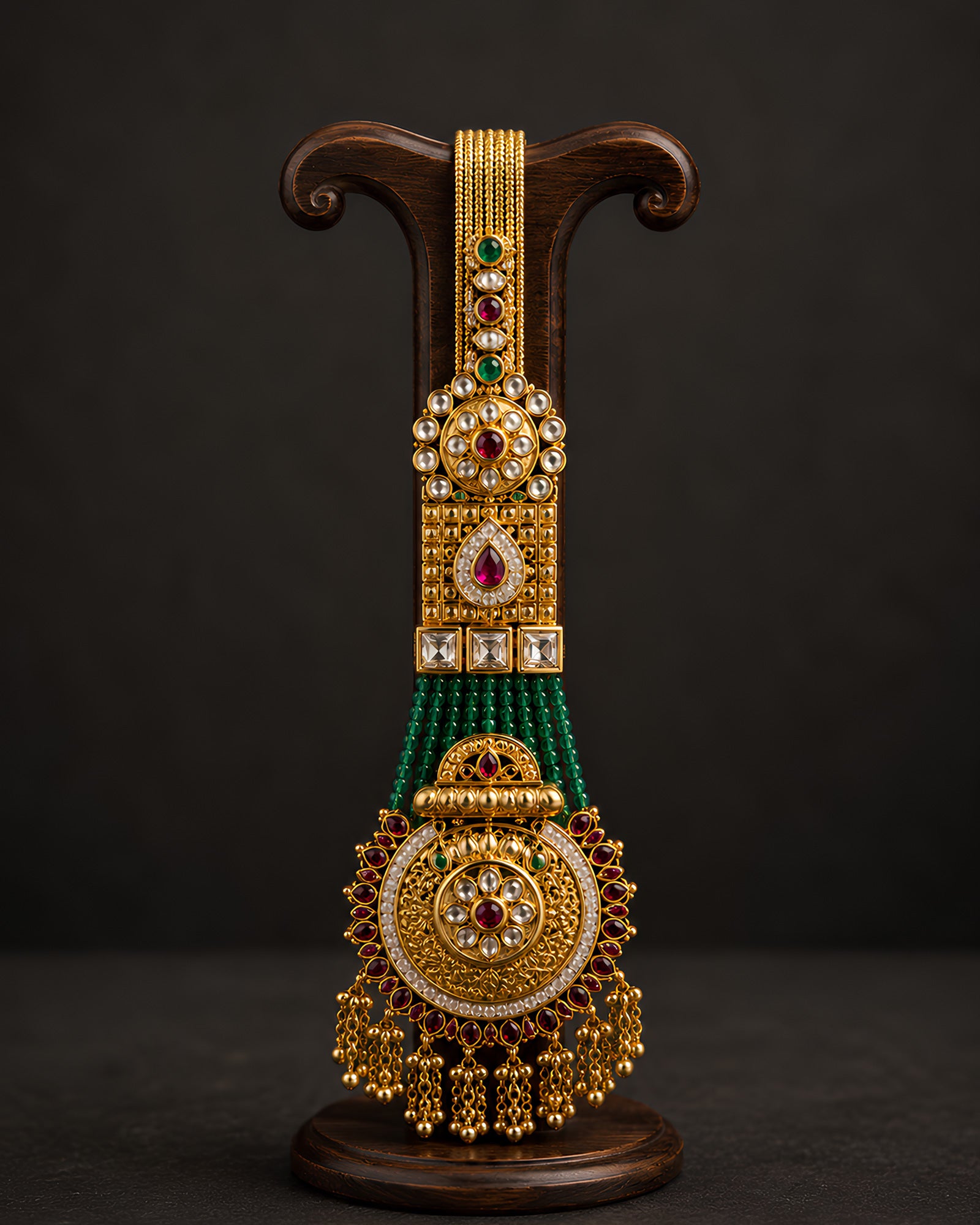 Green Bead Cluster Gold-Plated Judapin