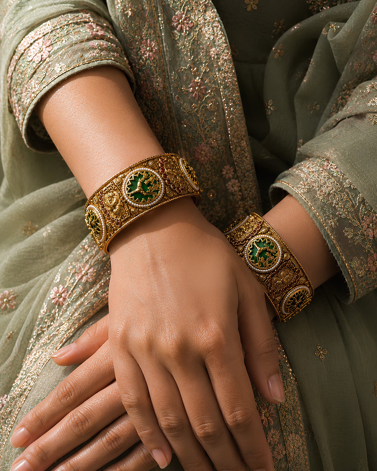 Heritage Deer Motif Meenakari Bangles