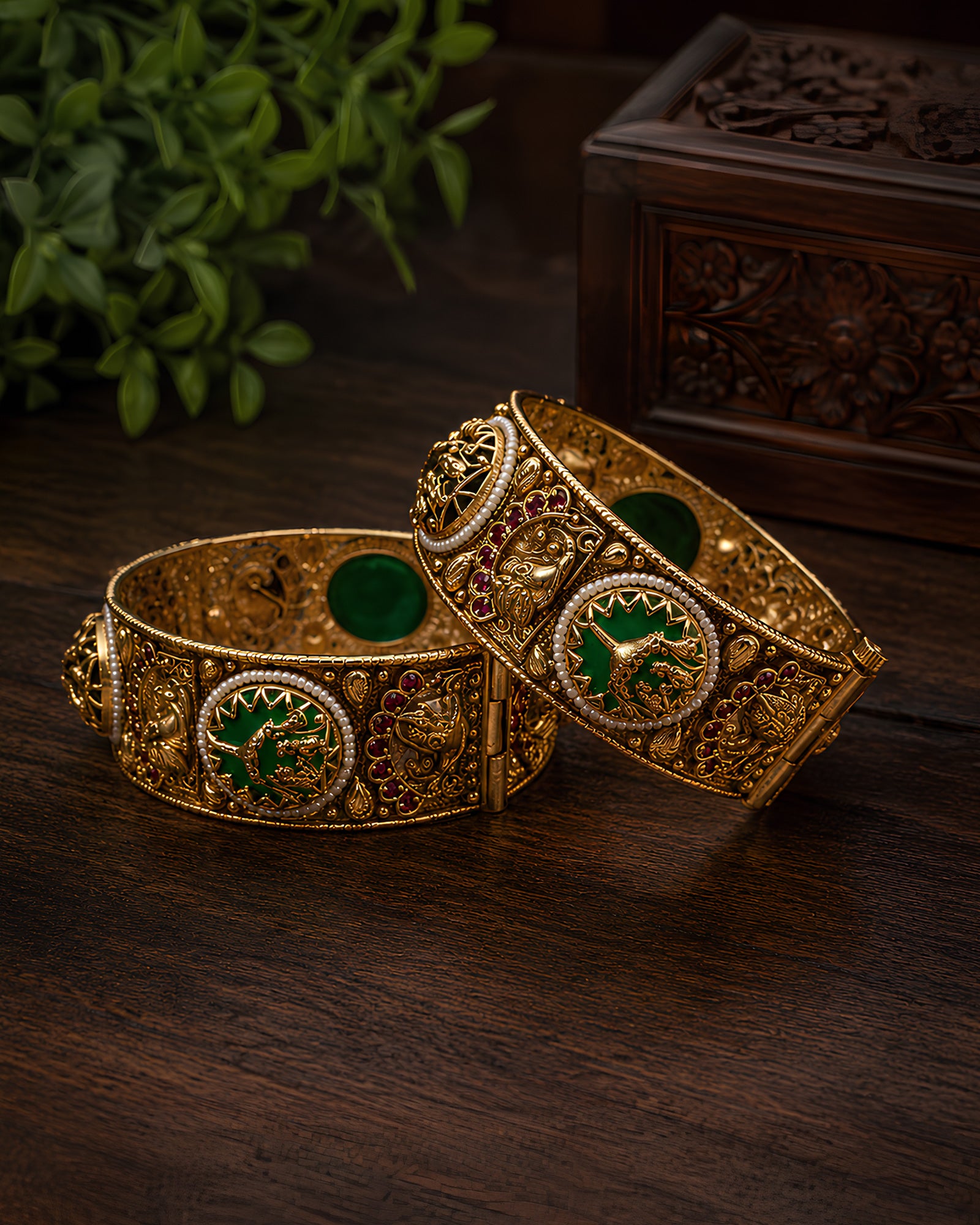 Heritage Deer Motif Meenakari Bangles