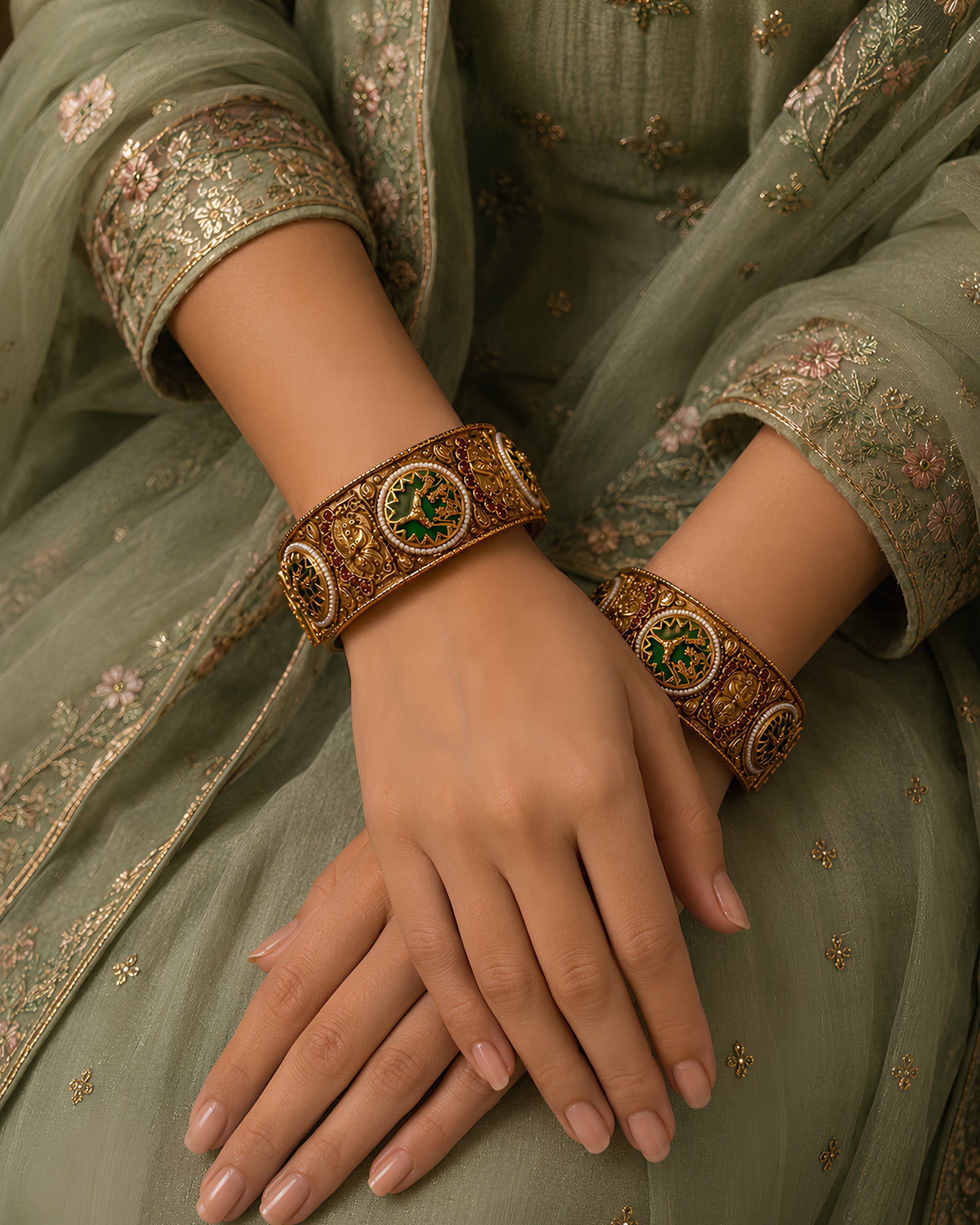 Heritage Deer Motif Meenakari Bangles