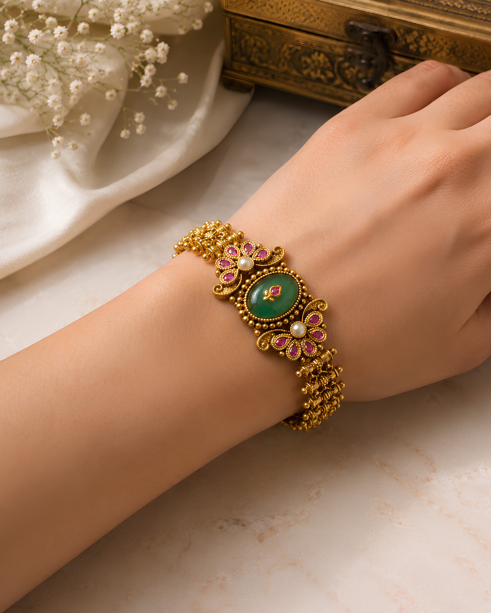 Heritage Emerald & Ruby Floral Bracelet
