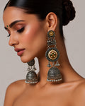 Heritage Mandala Meenakari Oxidized Jhumkas