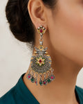 Lotus & Grace Floral Chandelier Oxidized Earrings