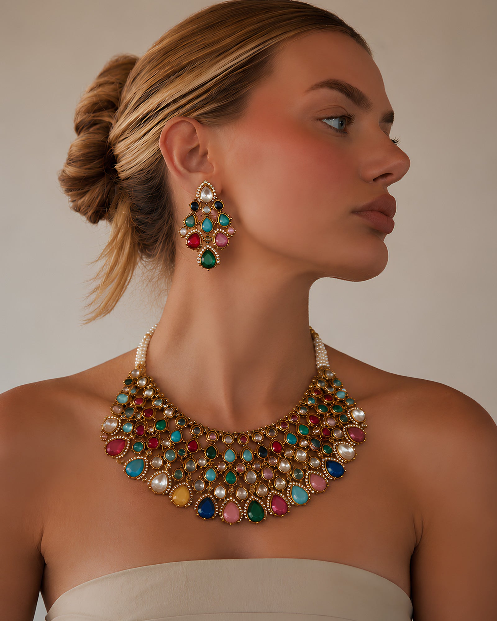 Maharani Navratna Fusion Necklace