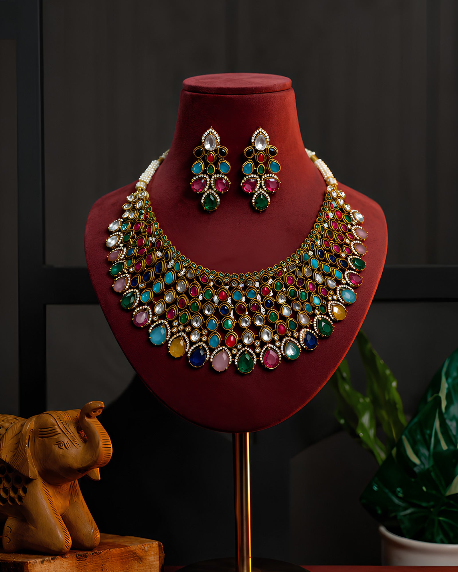 Maharani Navratna Fusion Necklace