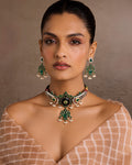 Majestic Green Stone Statement Choker Set