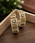 Multi-Color Gemstone & Pearl Hinged Kada