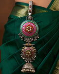 Multi-Color Meenakari Lotus Medallion & Pearl Jhumka Juda Pin