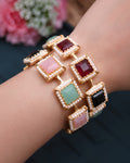 Multi-Color Square Gemstone Pearl Kada