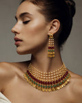 Multi-Layered Pearl & Gemstone Coin Necklace Set