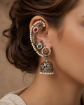 Multi-Stone Peacock Pearl Ear Cuff Jhumkas
