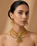 Multi-Strand Floral & Gemstone-Drop Necklace Set