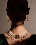 Multi-Strand Pearl & Ruby Choker Set
