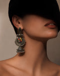 Multicolor Meenakari Chandbali Oxidized Jhumkas