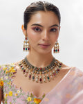 Multicolored Beaded Oxidized Statement Necklace