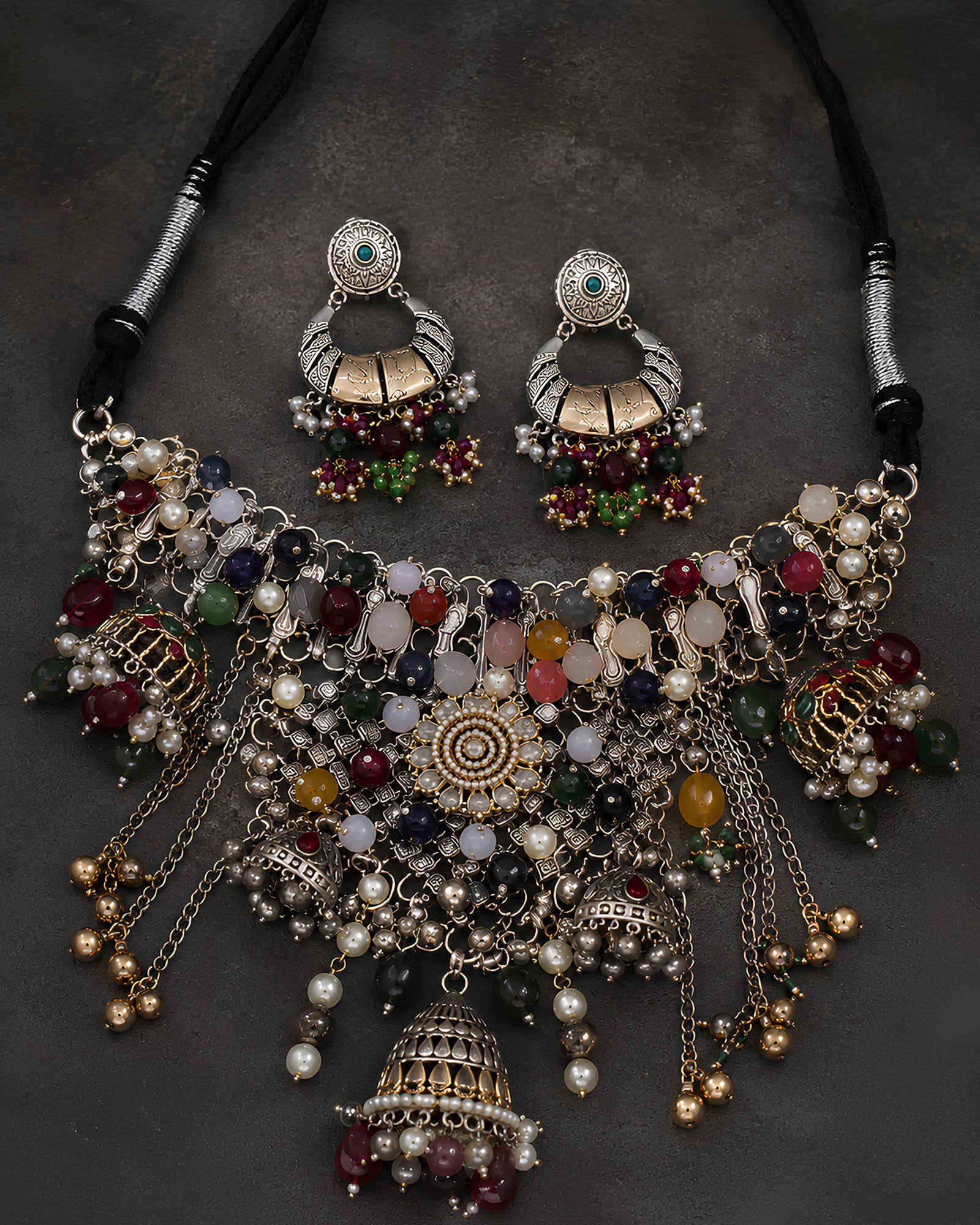 Multicolored Beaded Tribal Statement Necklace
