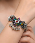 Multicolored Stone Peacock Oxidized Kada
