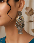 Olden Ink Chandelier Oxidized Jhumkas