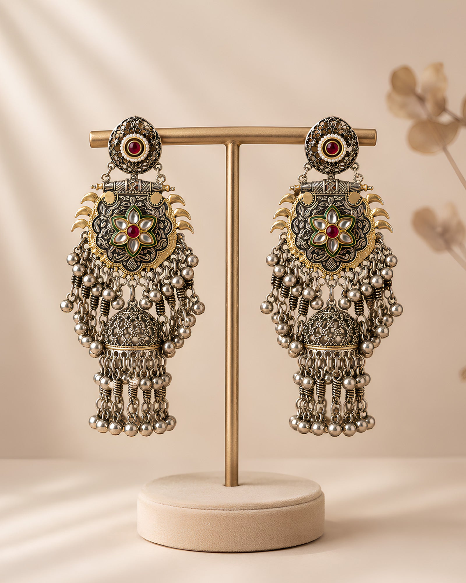 Olden Ink Chandelier Oxidized Jhumkas