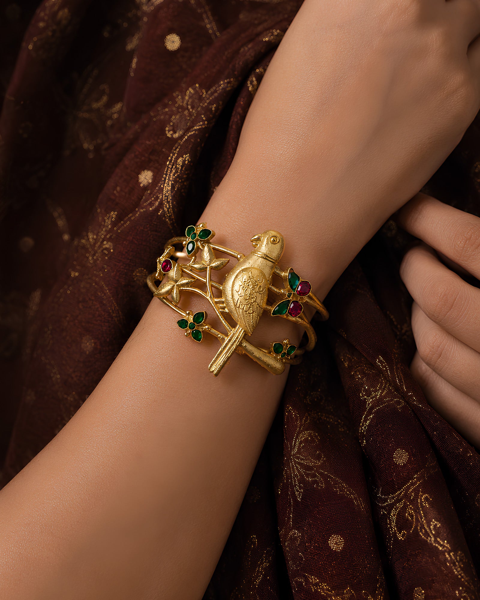 Ornate Bird & Branch Motif Bracelet