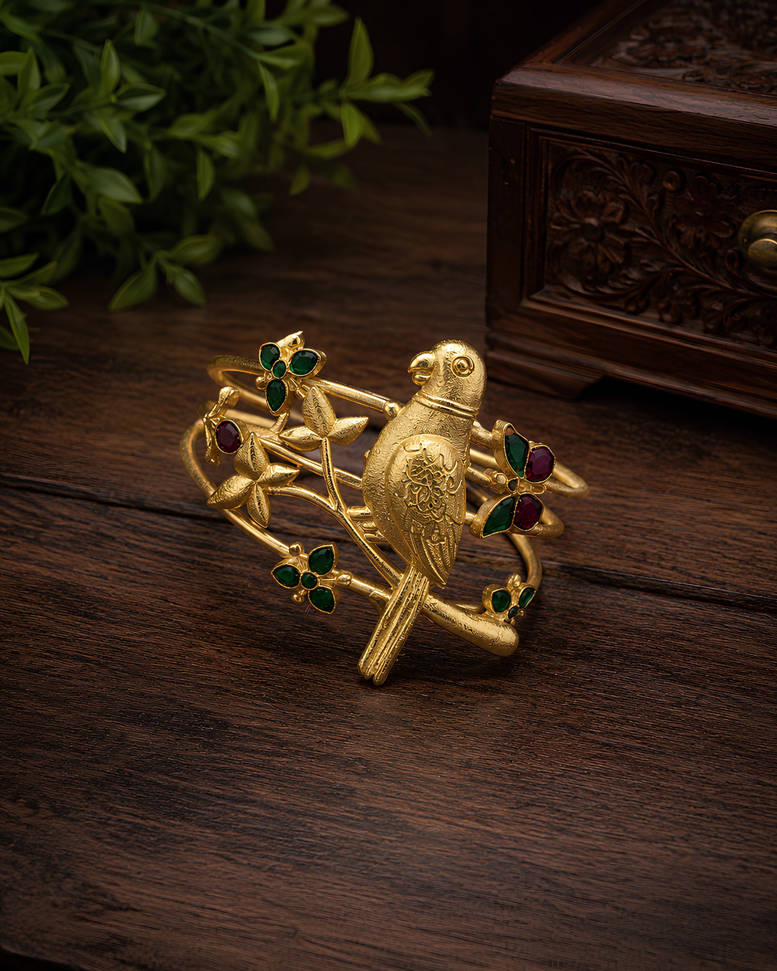 Ornate Bird & Branch Motif Bracelet