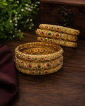 Ornate Floral Stone-Studded Bangles