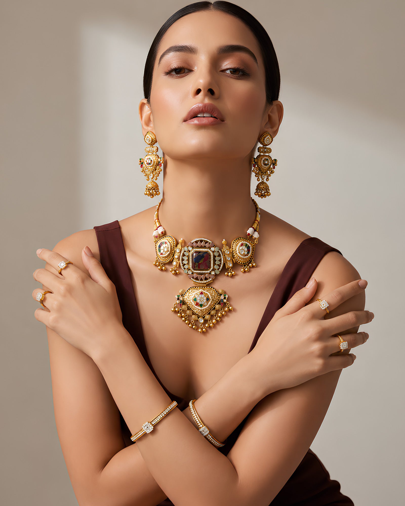 Ornate Kundan & Mirror-Work Choker Set
