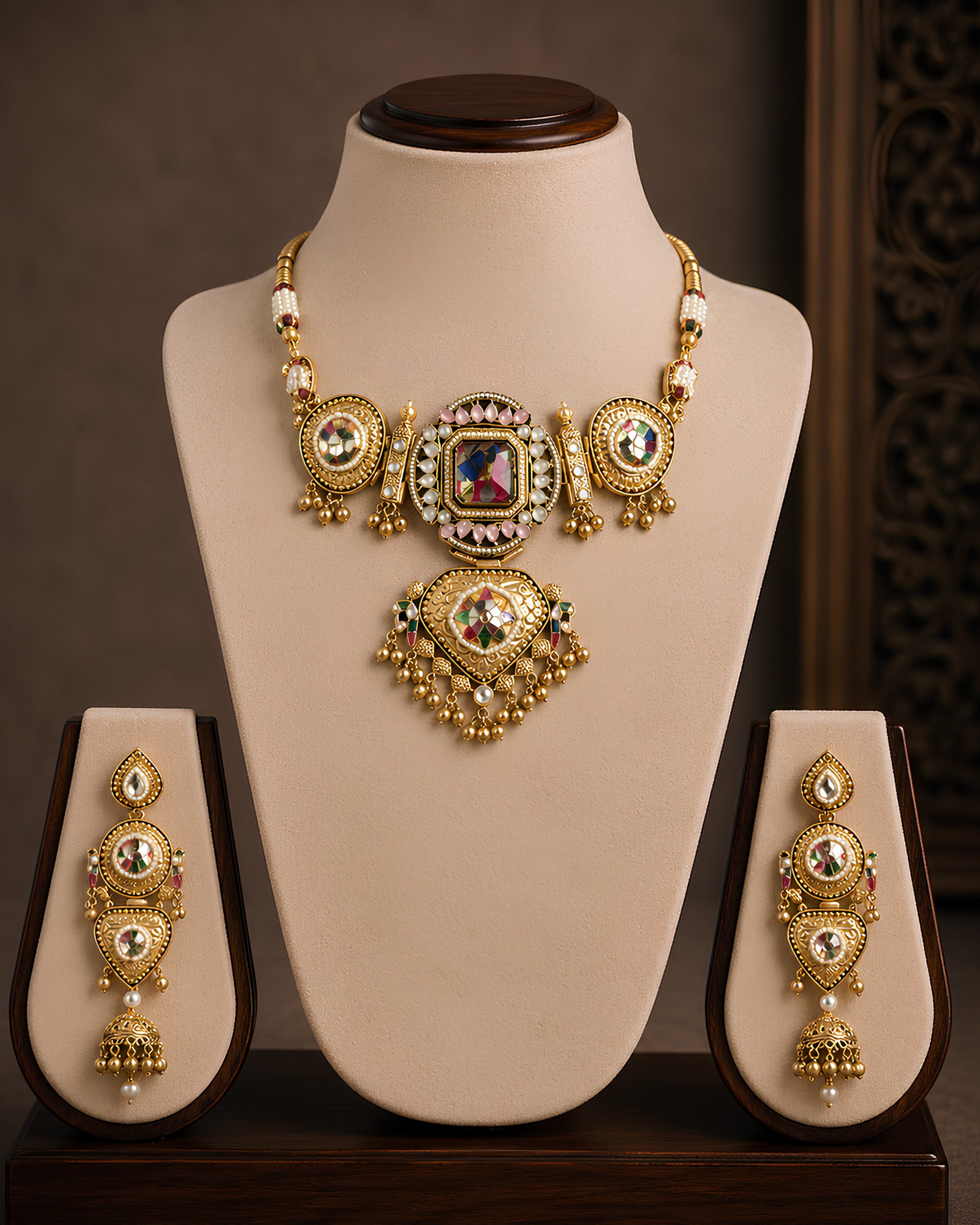 Ornate Kundan & Mirror-Work Choker Set
