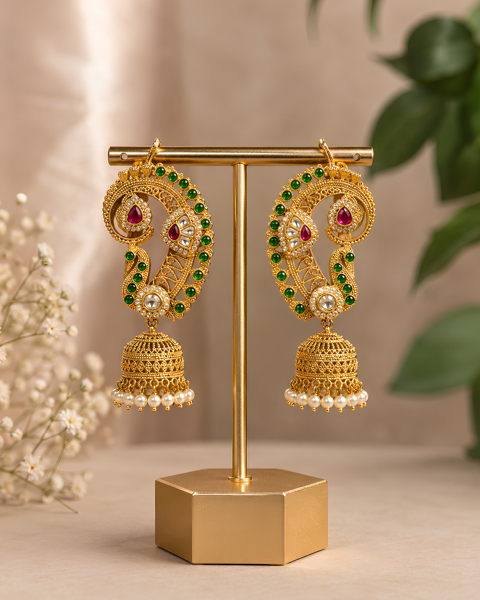 Ornate Peacock Ear Cuff Jhumka
