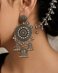 Oxidized Mandala Bahubali Jhumka Earrings