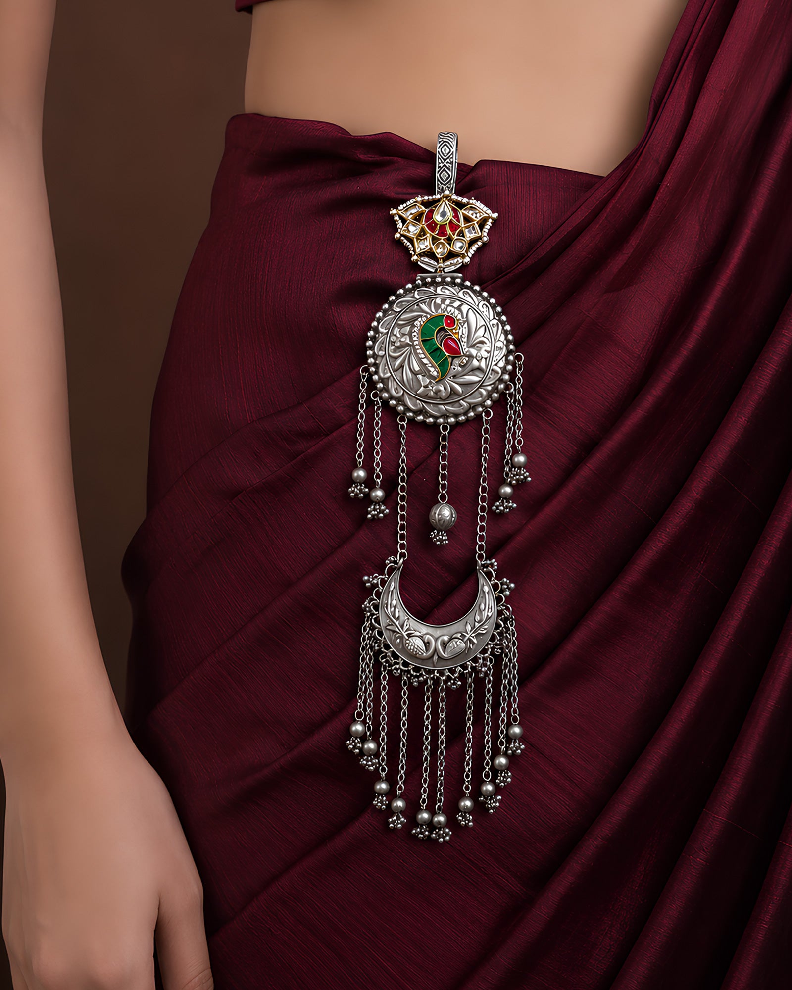 Oxidized Peacock & Crescent Chabi Chhalla