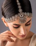 Oxidized Silver Filigree Floral & Radiating Coin Matha Patti