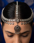 Oxidized Stone-Embellished & Circular Pendant Matha Patti