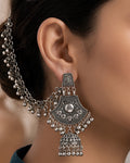 Oxidized Tribal Shield Bahubali Jhumka Earrings